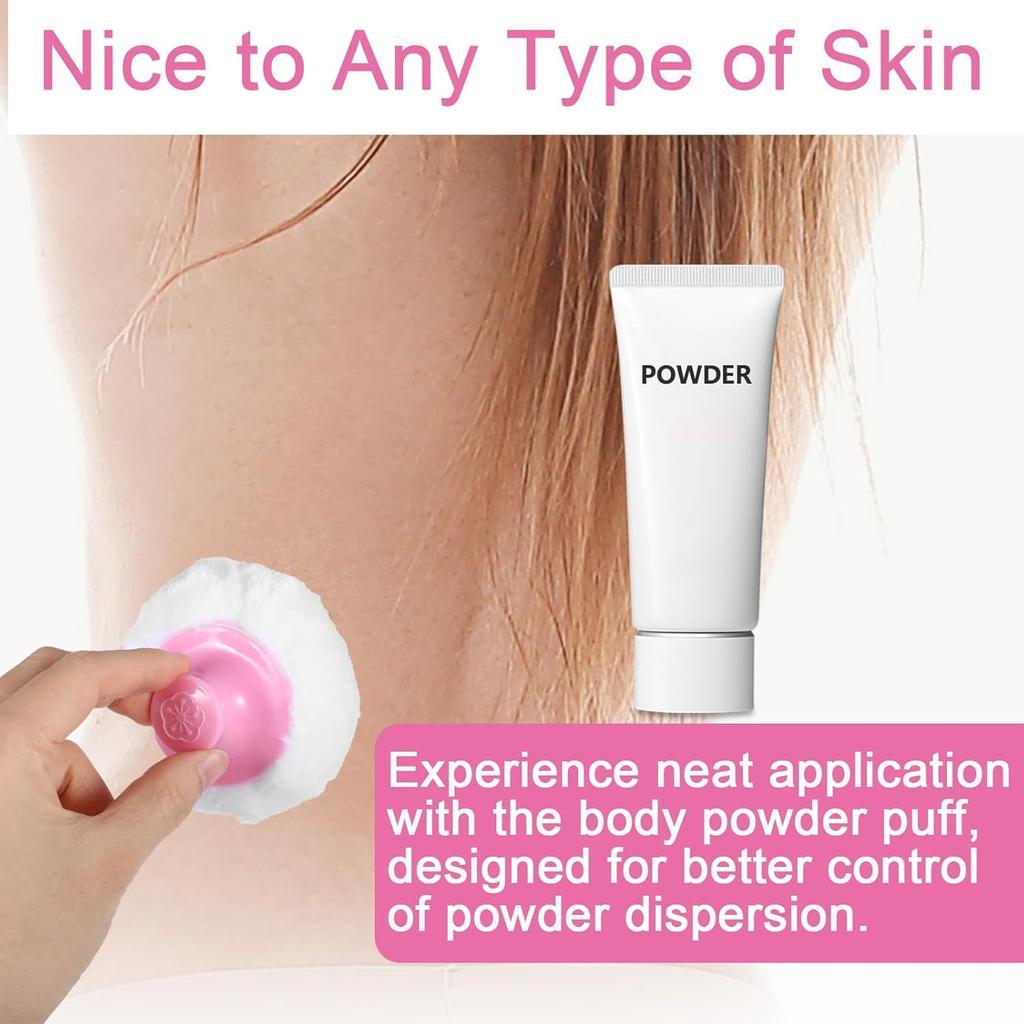2 Pcs Large Fluffy Powder Puff Body Cosmetic Face Loose Powder Applicator Handle Foundation Puff Pad Washable Beauty Application Tool for Women