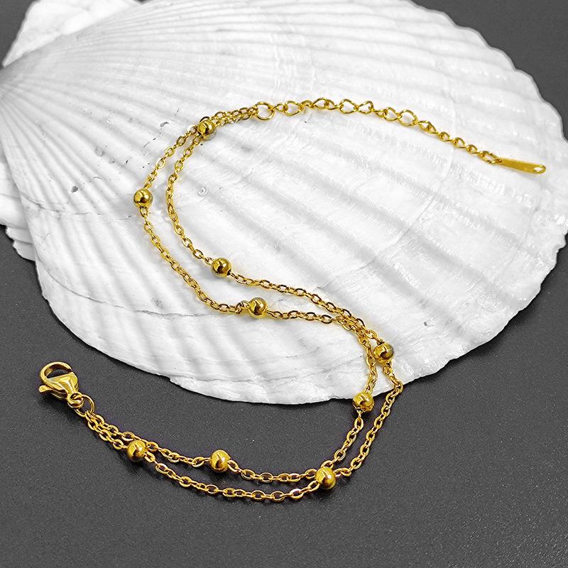 Stainless Steel Temperament Multi Layer Beads Bracelet for Women Classic Charm Anklets Bangle Lucky Jewelry Gift Colorfast
