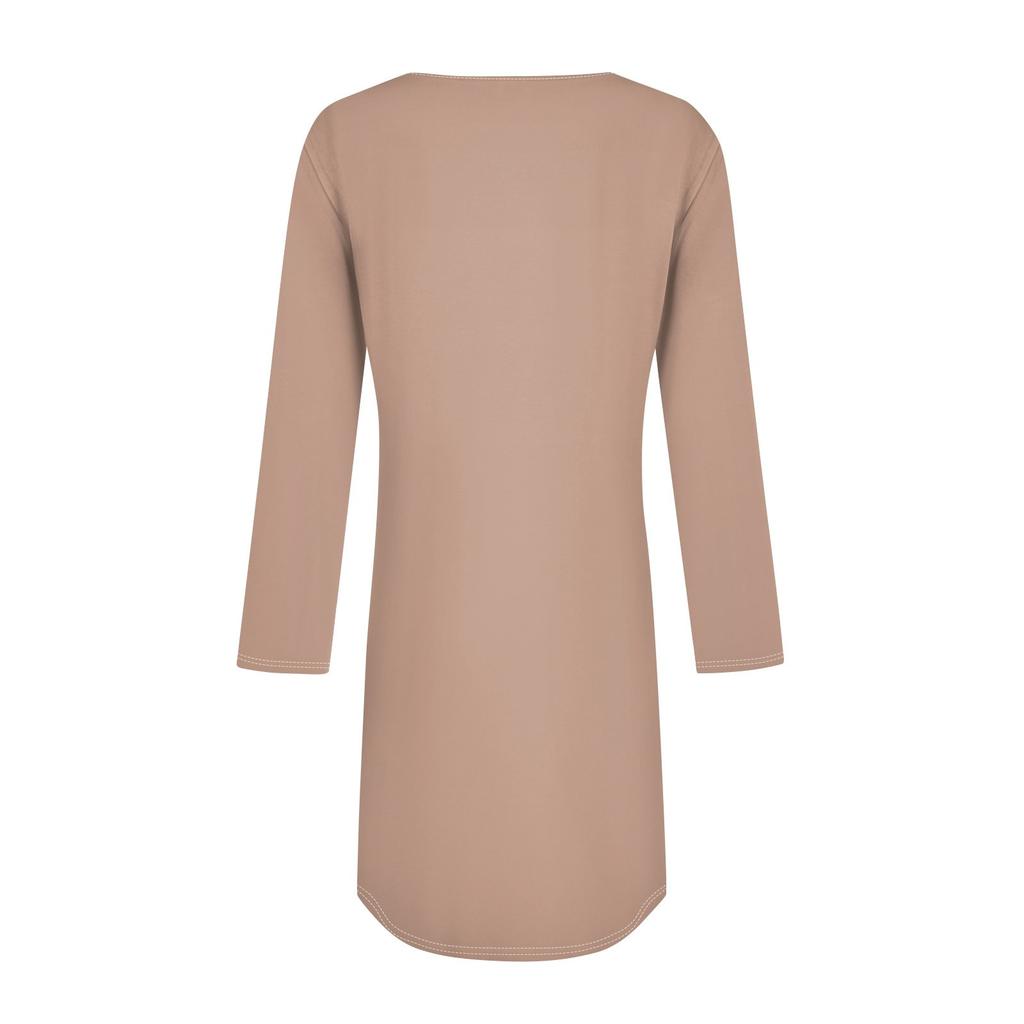 Women's Casual Fashion Sexy Round Neck Long Sleeve Waist Color Dress