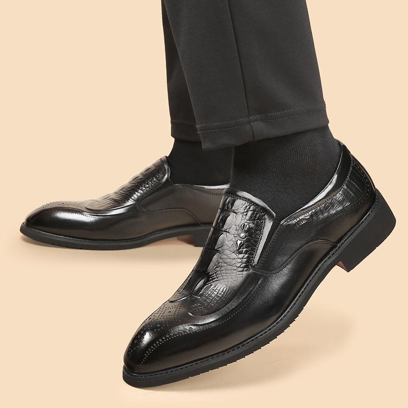 New Designer Mens Genuine Leather Shoes Trend Luxury Brand Business Pointed Toe Leather Shoes Casual Shoes Leather Men's Loafers
