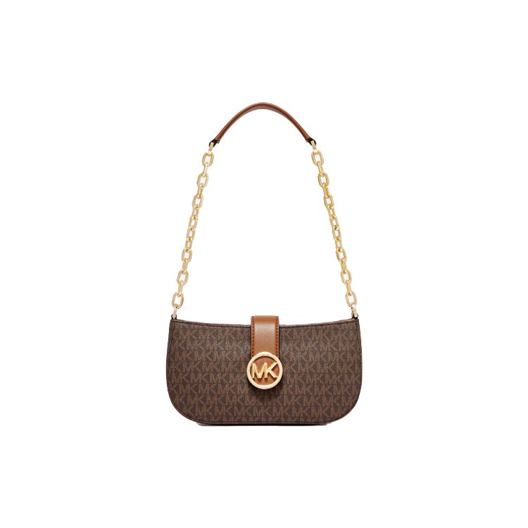 

Michael Kors MK Carmen Monogram Chain Vintage Commuter Faux Leather Shoulder Bag Small Women shoulder bag Dark-Brown 35F2GNMC1B-200 Shopping Bag Set(Basic Set+Shopping Bag)