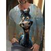 Funny 3D Animal Print Mens T Shirt Hip Hop Trend Harajuku Street Clothes Autumn Loose Top Fashion Cotton Long Sleeve T-shirt Men