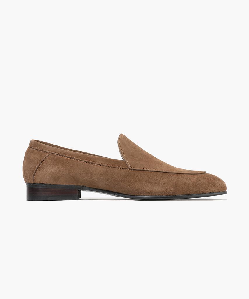 Firenze Atelier Flat Round-Toe Suede Minimalist Loafers 8200-Qs [Mid Brown]