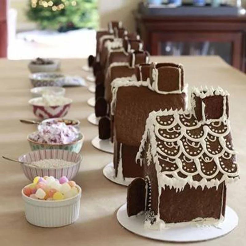 3D Haus Tür DIY Silikon Lebkuchen Fondant Form Kuchen Dekoration Schokolade Weihnachten Backform