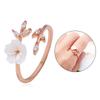 Fashion Flower Opening Finger Ring Adjustable Women Jewelry Party Gift