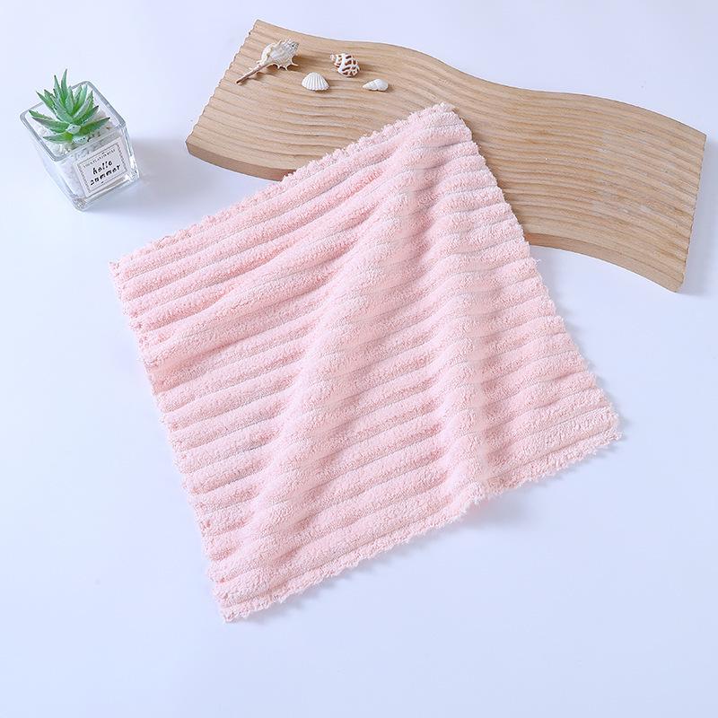 Candy Stripe Coral Fleece Absorbent Face Towel - Lint-Free Souvenir Gift, Ideal for Douyin & Kuaishou Live Streams. Small Square Towel.