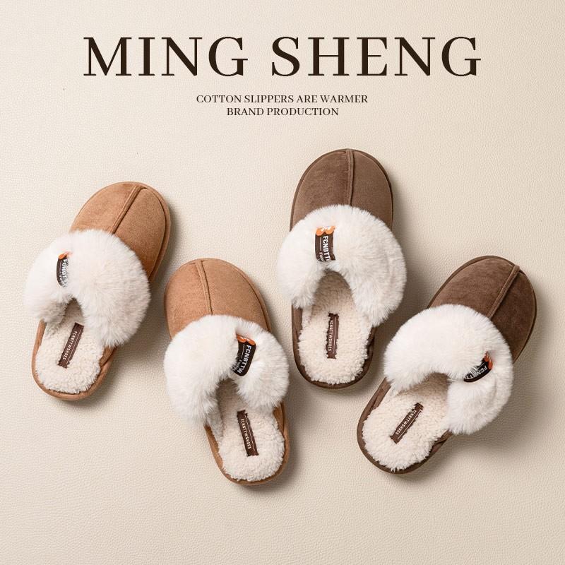 Autumn and winter new solid color indoor home and outdoor wear neutral simple wind thickened velvet warm cotton mop cotton shoes