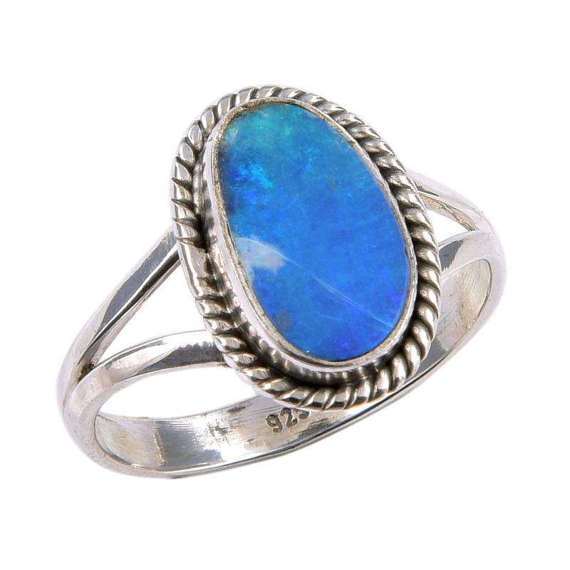 Natural Australian Opal Gemstone 925 Solid Sterling Silver Ring Size 8.5 d4c12