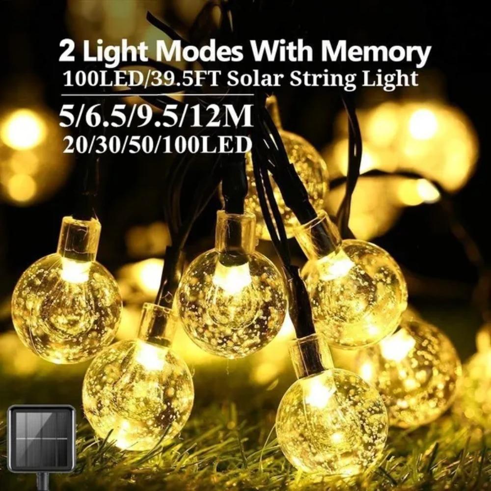 20/50/100Balls Garden Solar Lights 8 Modes Waterproof String Lights Outdoor Fairy Lights Globe Crystal Balls Decorative Lighting for Garden