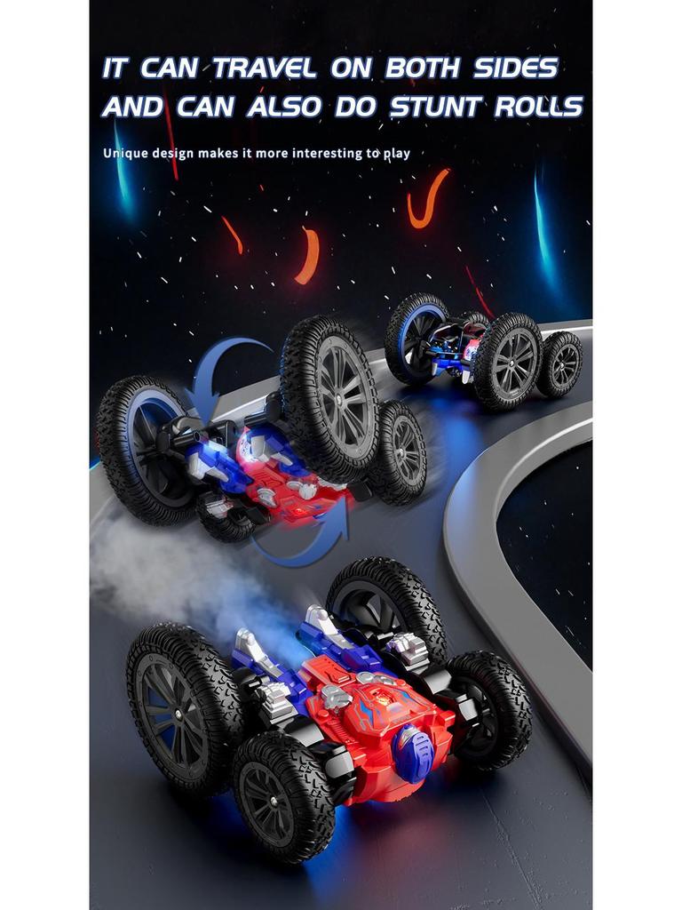 Dual-Sided Rotating Butterfly Stunt Robot Car with Transforming Spray and 2.4G Drift Remote Control