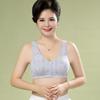 Plus Size Plaid Wireless Front Closure Vest Cotton Bra For Middle Aged Women