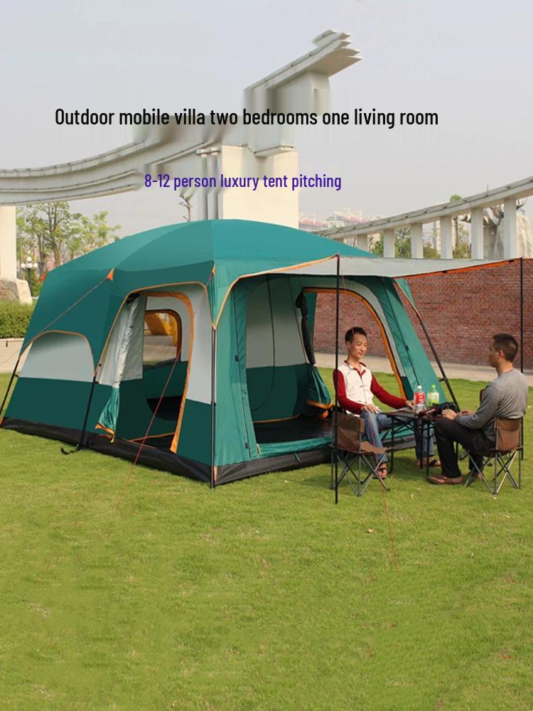 Double-Layer Outdoor Tent: Two Rooms & Living Area - Spacious, Portable, and Durable for Camping & Picnics