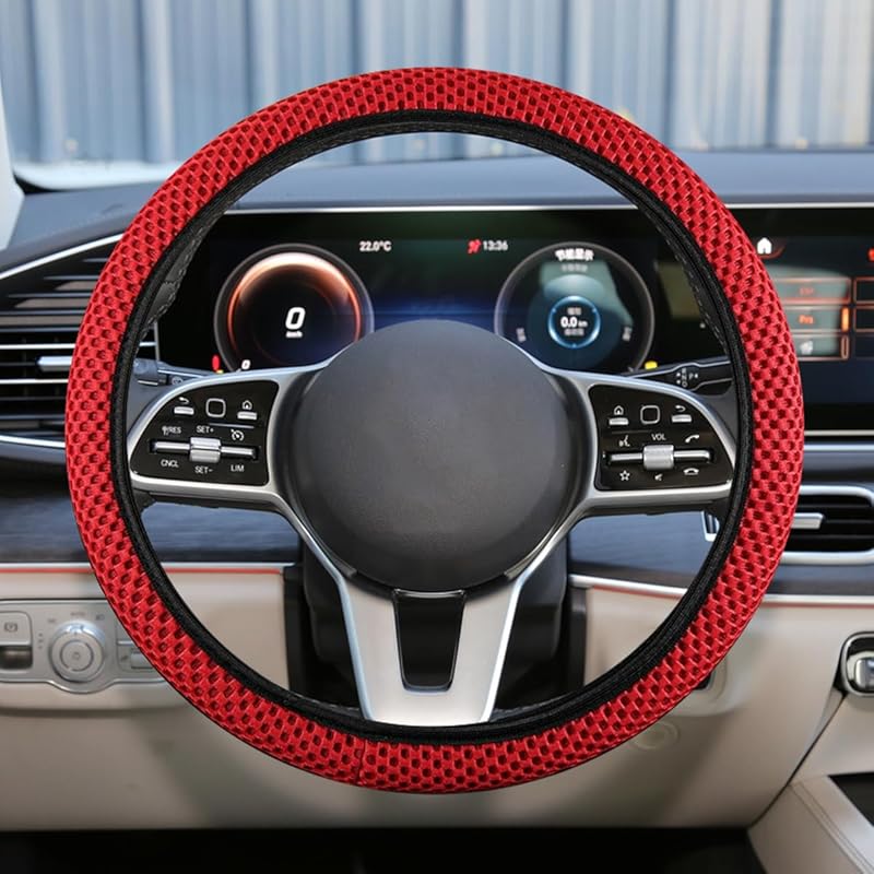 Elastic Stretch Steering Wheel Cover, Anti-Slip 15 Inch Microfiber Odorless Breathable Ice Silk Car Steering Wheel Protector, Easy Carry, Warm In