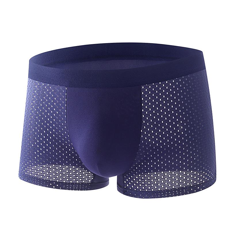 Men's Mid-Rise Ice Silk Mesh Boxer Briefs with Wide Elastic Waistband
