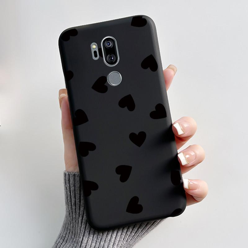 Case For LG G7 ThinQ Casing G710EM Cute Love Rabbit Funny Cartoon Ultra Slim TPU Black Silicone Soft Case LG G7 Plus Phone Cover