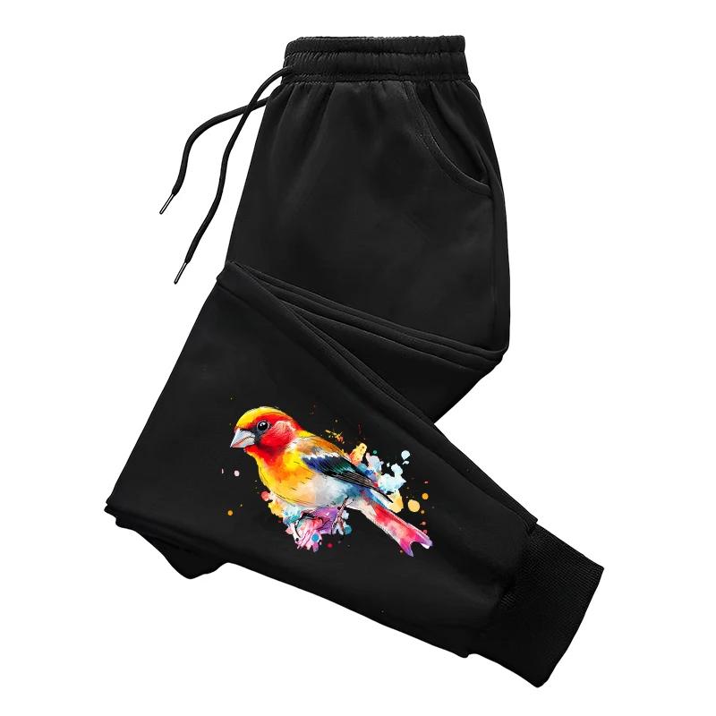 Painted Bird Print Sweatpants Season Woman Daily Casual Sporty Jogger Pants Female Home Outdoor Comfort Breathable Trousers
