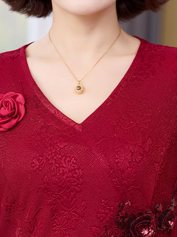 Elegant Wine Red Qipao Dress for Mother of the Groom - Perfect for Spring Banquets or Daily Wear