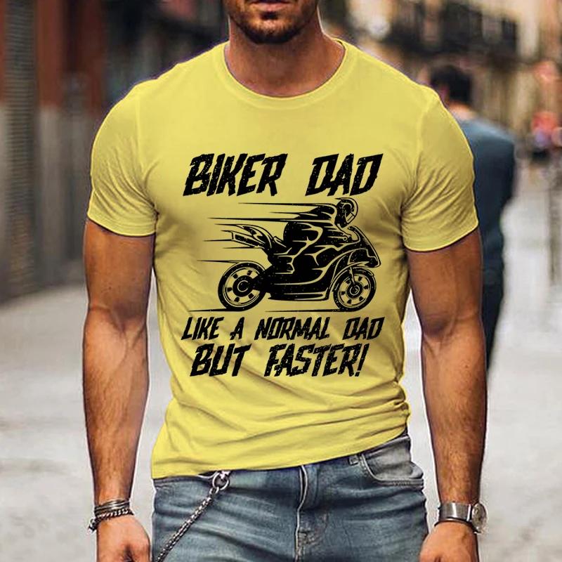 

Винтажные мужские футболки для мотоциклистов Футболки с изображением папы-байкера, как обычного папы, но быстрее Футболки с графическим принтом Футболка с надписью «Мода на День отца» XXXXXL жёлтый