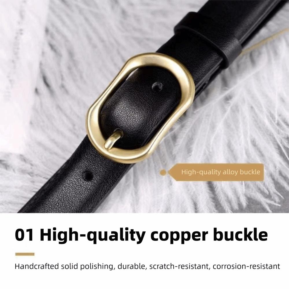 Adjustable Ladies Thin Soft Waistband With Gold Buckle Jeans Belt  Casual Wear