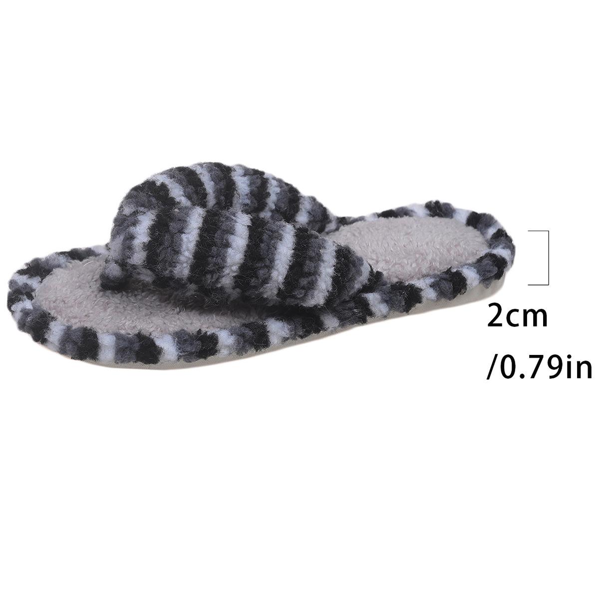 

Fashion Fashion Colorful Striped Plush Slippers Women Winter Comfortable Indoor House Flip Flops Woman Clip Toe Non Slip Bedroom Slides 36-37 серый