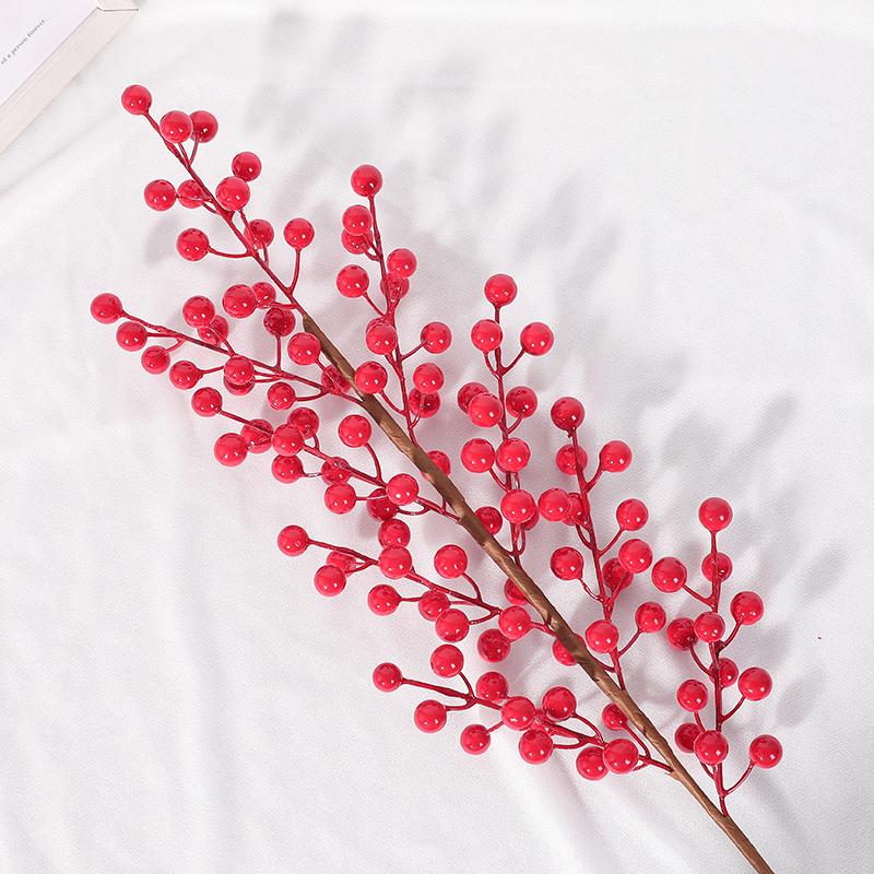 Artificial Red Fruit Bouquet Christmas Decorations Fake Plant for Home Room Decor New Year 2025 Bunch Christmas Tree Ornament