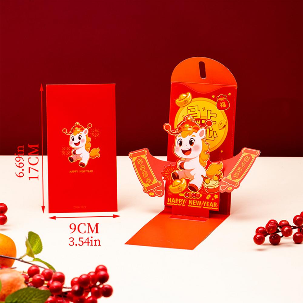 

2026 Year Of The Horse 3D Red Envelope Portable Cash Money Packet New Year Money Envelopes For Spring Festival Wedding Christmas