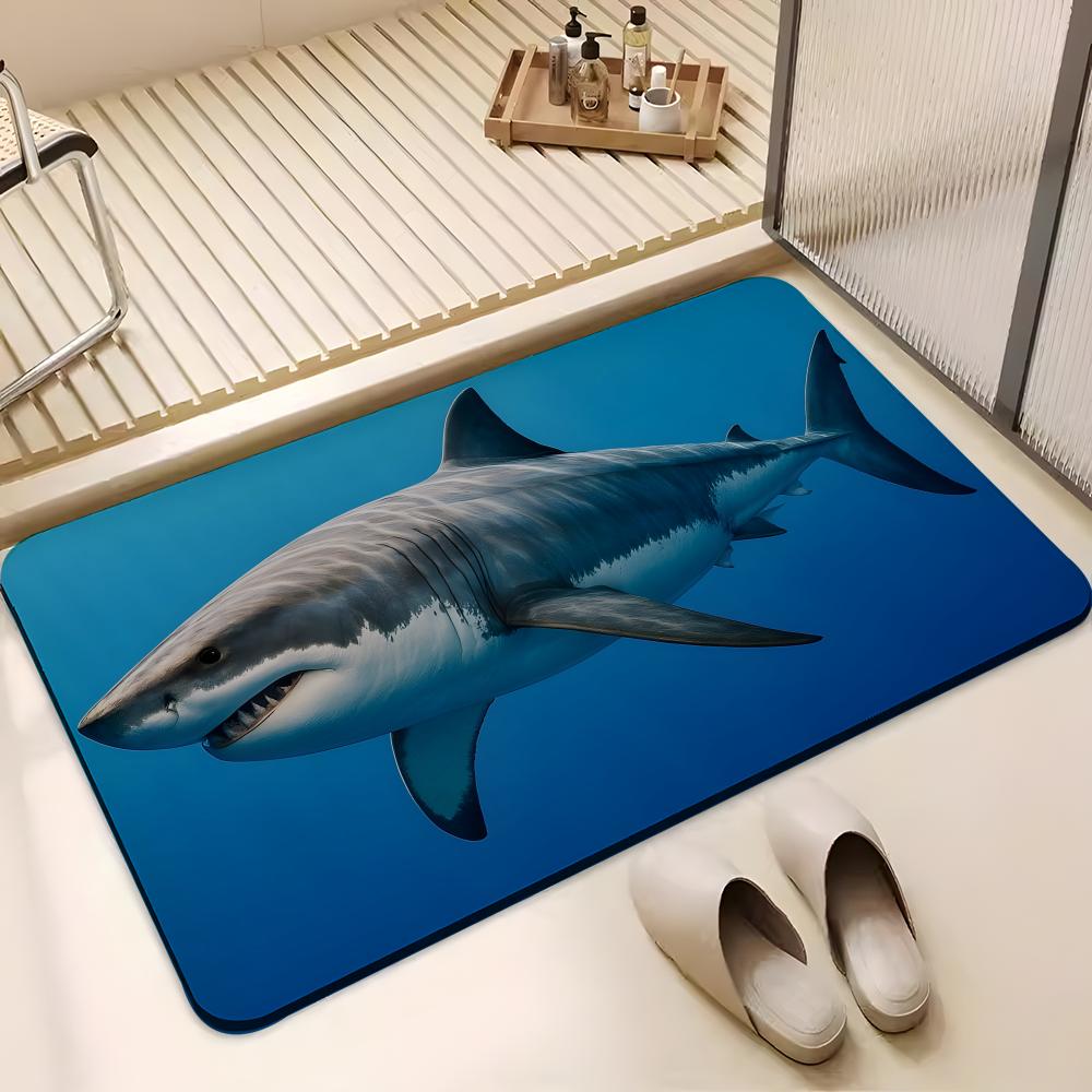 ANIME G-Great White Shark Floor Mat Absorbent Floor Mat Non-Slip Entrance Rug for Bathrooms Restrooms and Toilets