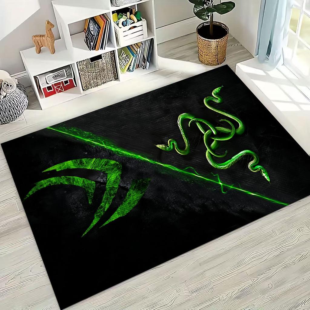Fashion Razer Logo Moto Art Rug for Bedroom Living Room Sofa Home Doormat Decor, Large Kid Non-slip Floor Mat