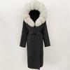 OFTBUY Winter Women Coat Real Natural Fox Fur Hooded Detachable Collar Double-faced Woolen Jacket Long Casual Elegant Overwears