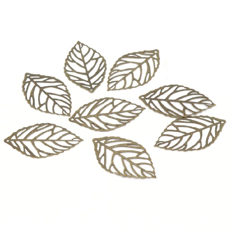 100Pieces Decorative Metal Filigree Leaves Mixed Size Leaves Jewelry Making Component Metal Craft Embellishments