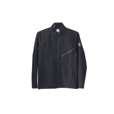 Einfarbige Logo Stehkragen Reißverschlussjacke Herrenjacke Schwarz 152117616-3