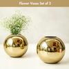 Metal Ball Round Metal Vase Set of 2 for Home Décor Decorative Flower Pot for Valentine’s Day