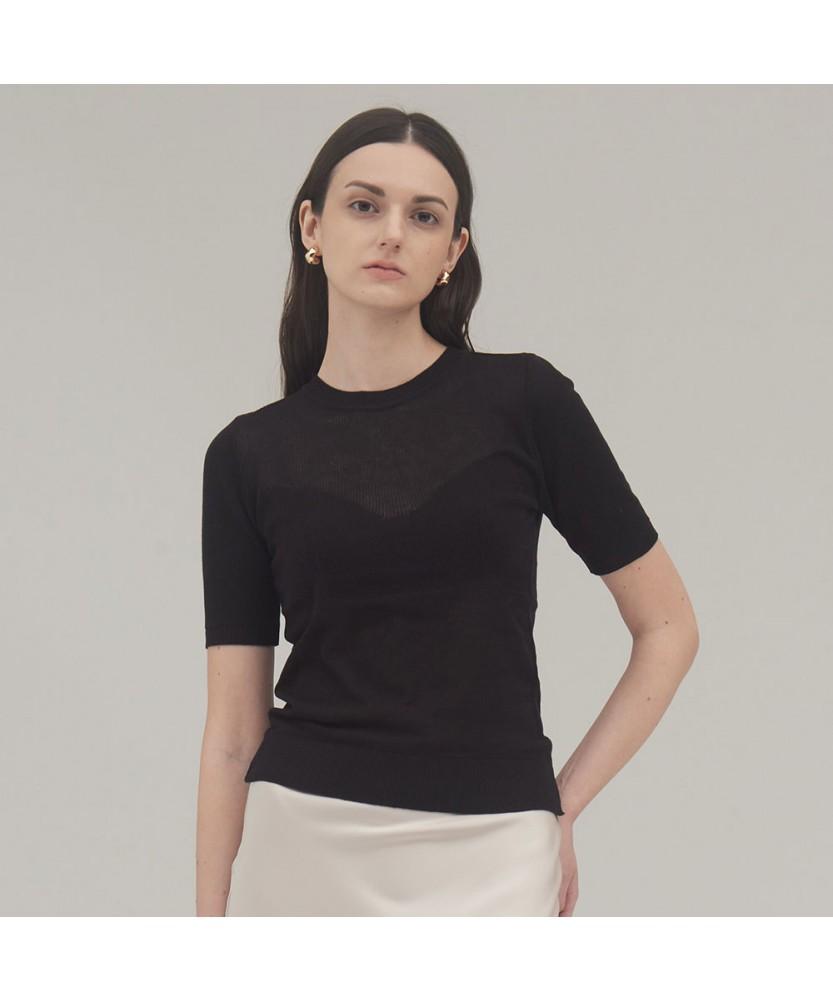 SIINVII Glam See-Through Round Short Sleeve Knit_Ygkt240401