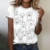 Lady Cute T-shirts Crew Neck Short Sleeve Cartoon Dog Print T Shirt Women's Outfits Casual Daily Wear