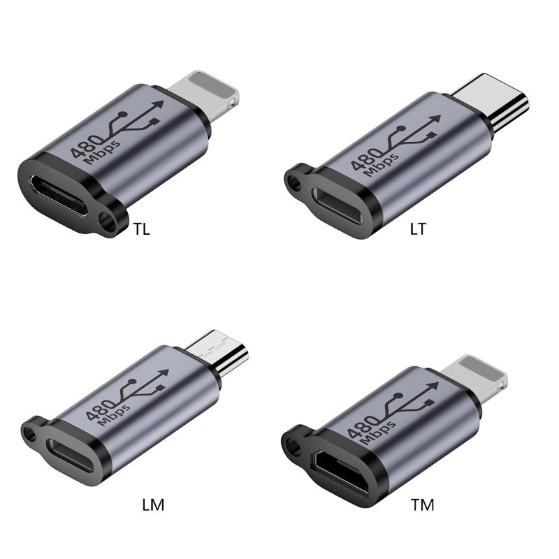 Type-C/Micro To iOS8Pin Conversion Adapter, iOS8pin To Type-C/Micro USB Converter Support Charging & Data Transfer