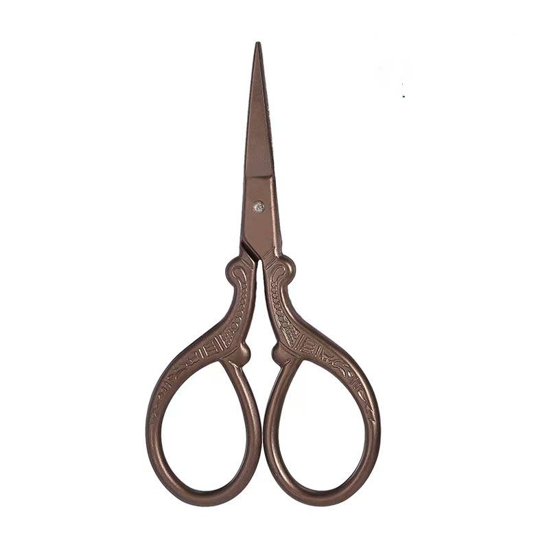 Creative Gold Crane Retro Titanium Thread Scissors for Cross Stitch and Tea Art