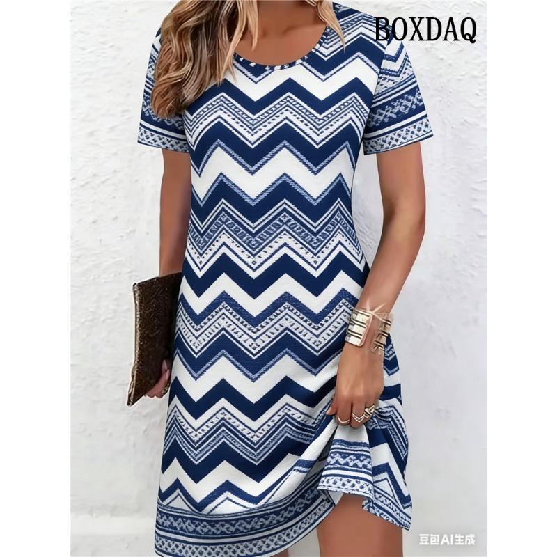 Women Nightdress Round Neck Short Sleeve Spring Summer Funny Duck Print