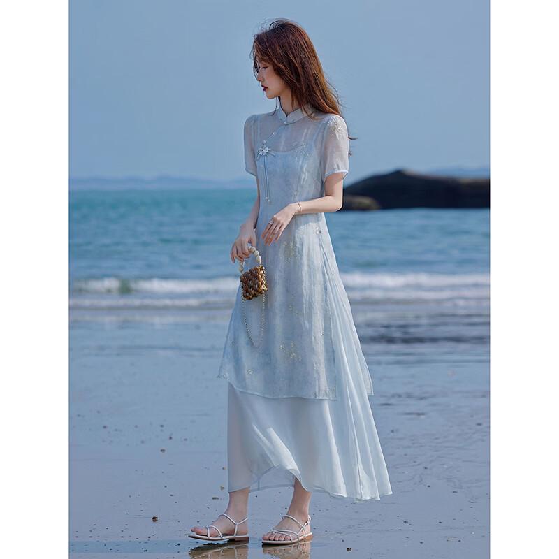 Elegant Lyocell New Chinese Style Dress Set