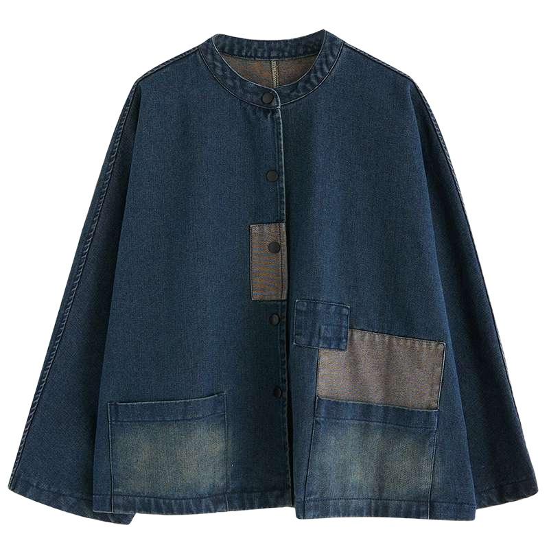 Denim Suit Jacket Women's Spring and Autumn Literary Retro Denim Top Loose Casual Jacket