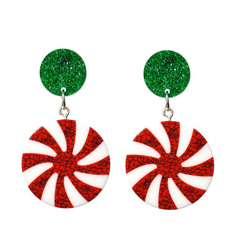 Holiday Spiral Pinwheel Lollipop Earrings - Double-Sided Acrylic