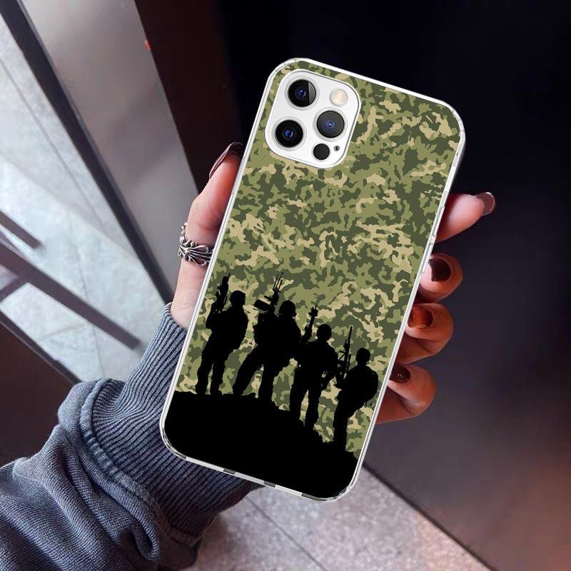 Camouflage Military Phone Case For iPhone 17 Air 16 15 Pro Max 14 Plus 13 Mini 12 11 Cover 7 8 SE Silicone Shell Print Fundas 17