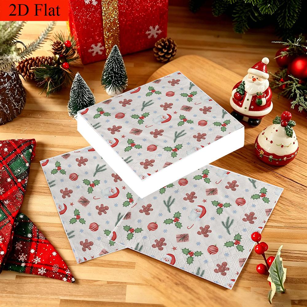 20pcs Disposable Napkins with Christmas Elements Pattern Print for Wedding,Parties,and Daily Use for Thanksgiving Fall Christmas Table Decoration