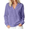 Women's Casual V Neck Pullover Sweatshirt Long Sleeve Buttoned Top with Front Pocket Lightweight Comfortable Fit