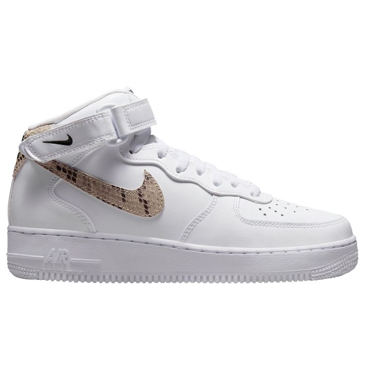 Nike Air Force 1 07 Mid Čūskādas Swoosh Sieviešu Kedas Balta Melna Smilškrāsas DD9625-101