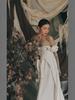 Maternity French White Gown - High-End Retro Oil Painting Style for Photography