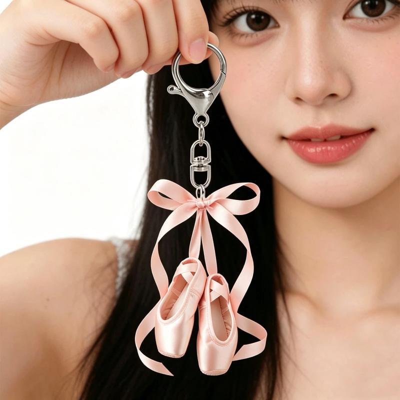 Ballet Shoes Keychain Cute Fashion Hanging Ornament 1Pcs Lightweight Keyring Pendant for Luggage Tag Decor Ballet Class Reward Gift