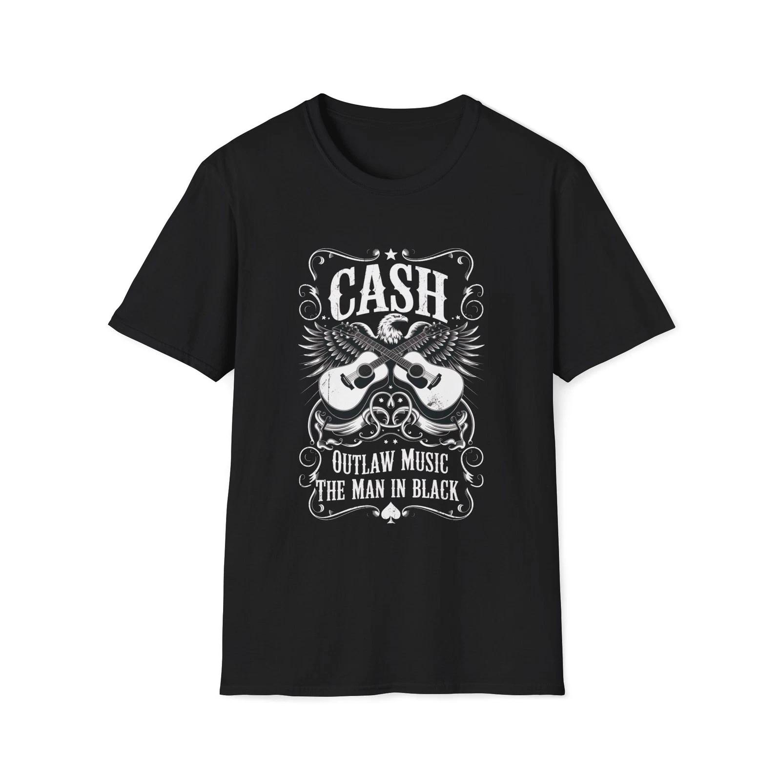 Johnny Cash Man in Black Outlaw T-Shirt | Country Music Unisex Softstyle Tee XL