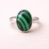 Green Malachite Oval Cabochon Ring, 925 Sterling Silver Ring, Handmade Minimalist Statement Ring for Women
