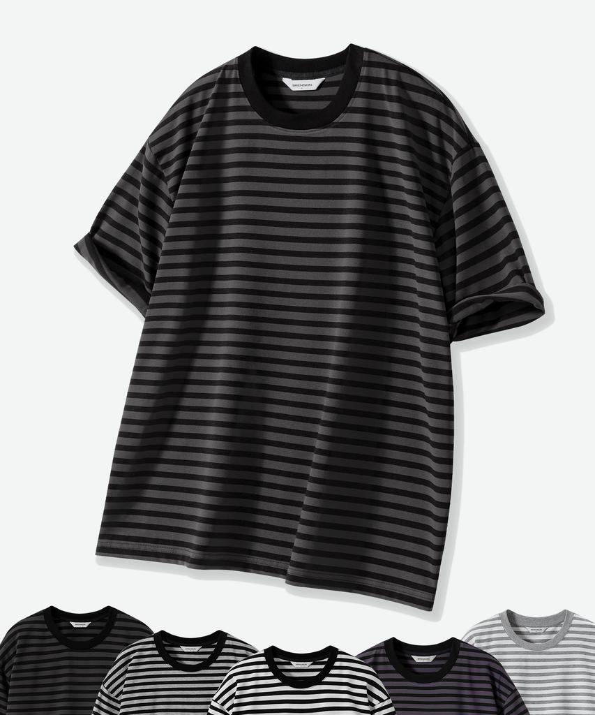 BRENSON Oversized 1:1 Striped Short Sleeve Tee ( 5 Colors )