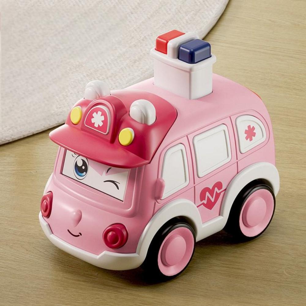 Toddler Press and Go Vehicle Cartoon Baby Mini Ambulance Police Car Fire Truck Excavator Model Gift for Kids Toys